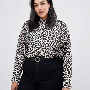 ASOS Influence Plus Leopard Print Button Down